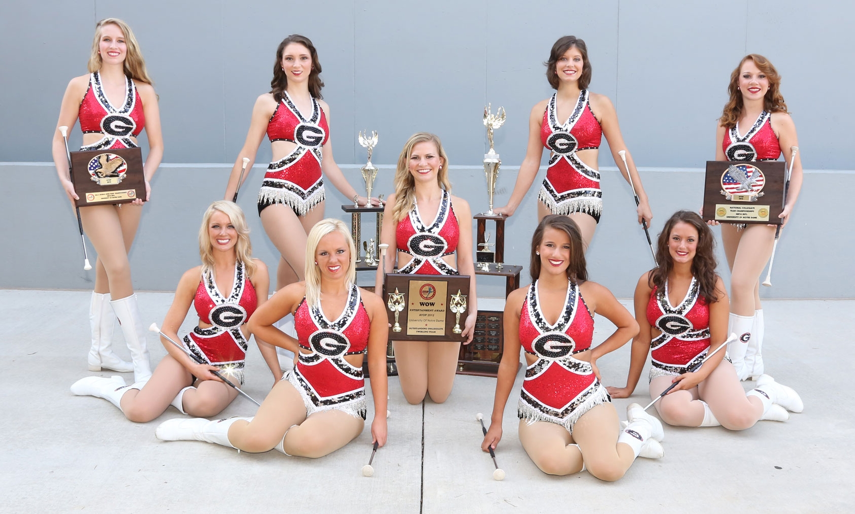 Sexy Majorettes wearing White Sheer Pantyhose and White Boots